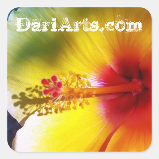 Yellow Hibiscus Flower aangepaste naam stickers (Voorkant)