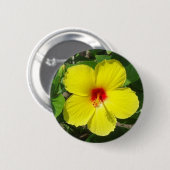Yellow Hibiscus Ronde Button 5,7 Cm (Voorkant /achterkant)