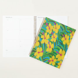 Yellow Hibiscus Tropical print Planner