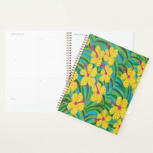 Yellow Hibiscus Tropical print Planner (Display)