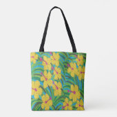 Yellow Hibiscus Tropical print Tote Bag (Achterkant)