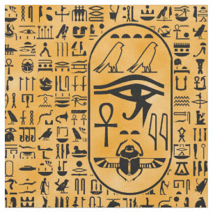 Yellow Hieroglyphics Stof