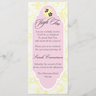Yellow High Tea Bridal Shower Invitation Kaart
