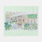 Yellow Historic Villa Fleece Deken (Voorkant (Horizontaal))