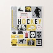 Yellow Hockey Elements Stick Puck Player Legpuzzel (Verticaal)