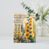 Yellow Hollyhock Collage Briefkaart (Staand voorkant)