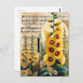 Yellow Hollyhock Collage Briefkaart (Voorkant / Achterkant)