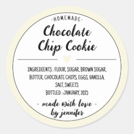 Yellow Homemade Chocolate Chip Cookie Ronde Sticker