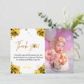 Yellow hommble bijenverjaardag bedankt! kaart (Staand voorkant)