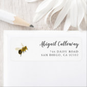 Yellow Honey Bee Return Address Etiket (Insitu)