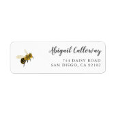Yellow Honey Bee Return Address Etiket (Voorkant)