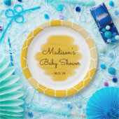 Yellow Honey Bee Theme Baby shower Papieren Bordje (Feest)