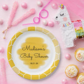 Yellow Honey Bee Theme Baby shower Papieren Bordje (Feest)