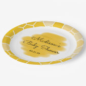 Yellow Honey Bee Theme Baby shower Papieren Bordje (Gekanteld)