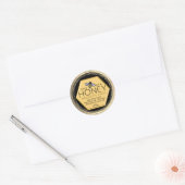 Yellow Honey Hexagon en Bee Distressed Gold Lijst Ronde Sticker (Envelop)
