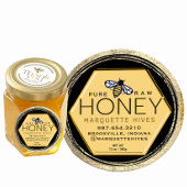 Yellow Honey Hexagon en Bee Distressed Gold Lijst Ronde Sticker