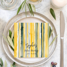 Yellow Honey Stripe Baby Shower Napkins Servet