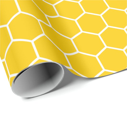 Yellow Honeycomb Pattern Cadeaupapier (Rol Hoek)