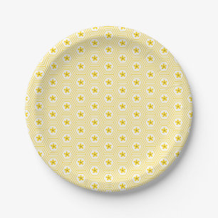 Yellow Honeycomb Pattern Papieren Bordje