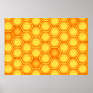 Yellow Honeycomb Pattern Poster
