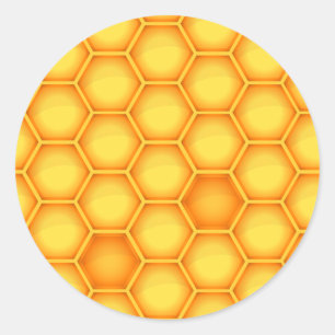 Yellow Honeycomb Pattern Ronde Sticker