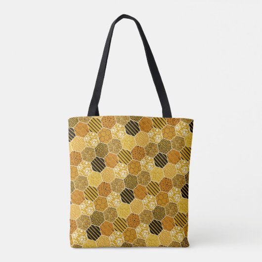 Yellow Honeycomb Pattern Tote Bag (Achterkant)
