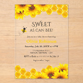 Yellow Honeycomb Zoet als kan Bee Baby shower Acryl Uitnodigingen