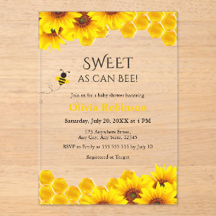 Yellow Honeycomb Zoet als kan Bee Baby shower Acryl Uitnodigingen