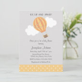 Yellow Hot Air Ballon Baby shower Invitation Kaart (Staand voorkant)