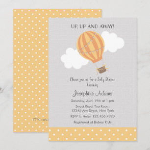 Yellow Hot Air Ballon Baby shower Invitation Kaart