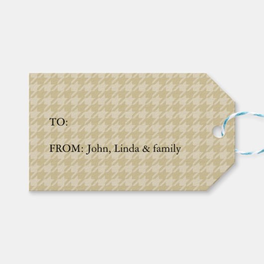 Yellow Houndstooth Cadeaulabel (Voorkant (Horizontaal))