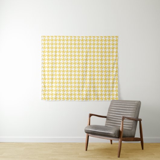 Yellow Houndstooth Tapestry Wandkleed (In Situ (horizontaal))