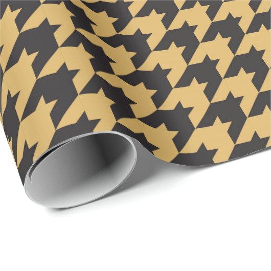 Yellow Houndstooth Textile Pattern Cadeaupapier (Rol Hoek)