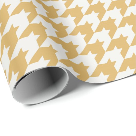 Yellow Houndstooth Textile Pattern Cadeaupapier (Rol Hoek)