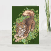 Yellow Husky Dog en Foliage Drawing Kaart (Voorkant)