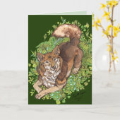 Yellow Husky Dog en Foliage Drawing Kaart (Gele Bloem)