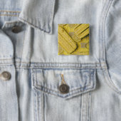 Yellow ice cream conpose vierkante button 5,1 cm (In situ)