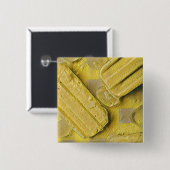 Yellow ice cream conpose vierkante button 5,1 cm (Voorkant /achterkant)