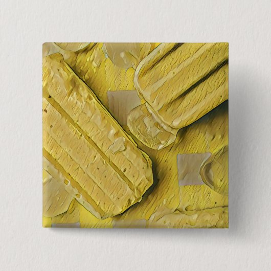 Yellow ice cream conpose vierkante button 5,1 cm (Voorkant)