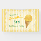 Yellow Ice Cream Kids Birthday Party Welcome Spandoek (Horizontaal)