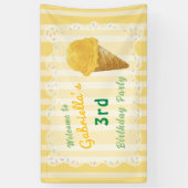 Yellow Ice Cream Kids Birthday Party Welcome Spandoek (Verticaal)