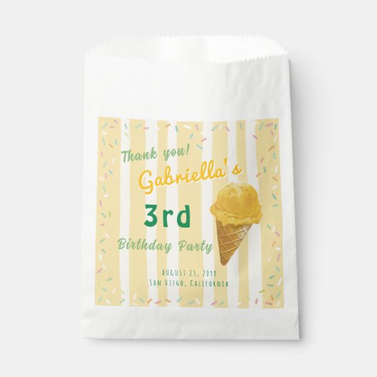 Yellow Ice Cream Sprinkle Summer Birthday Party  Bedankzakje (Voorkant)