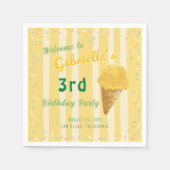 Yellow Ice Cream Sprinkle Summer Birthday Party Servet (Voorkant)
