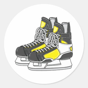 Yellow Ice Hockey Schaatsen Ronde Sticker