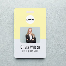 Yellow ID Card | Business Logo Employee Photo  Badge