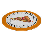 Yellow Illustration Circle Pizza Cutting Board Snijplank (Hoek)