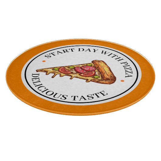 Yellow Illustration Circle Pizza Cutting Board Snijplank (Hoek)