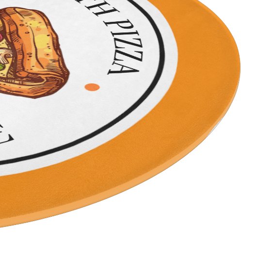 Yellow Illustration Circle Pizza Cutting Board Snijplank (Hoek)