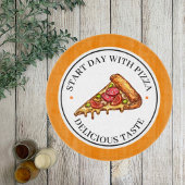Yellow Illustration Circle Pizza Cutting Board Snijplank