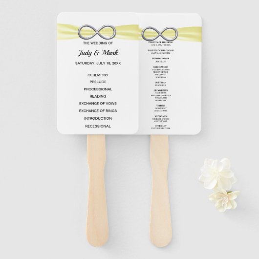 Yellow Infinity bruiloft programma fans Handwaaier (Voorkant en achterkant)